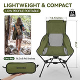 MARCHWAY Lightweight Folding High Back Camping Chair with Head Support, Stable Portable Compact for Outdoor Camp, Travel, Beach, Picnic, Festival, Hiking, Backpacking (Highback Green)