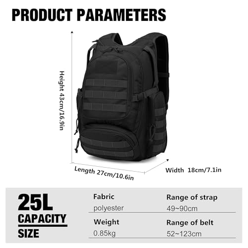 Mardingtop 25L Tactical Backpacks+Molle Admin Tactical Utility Pouch