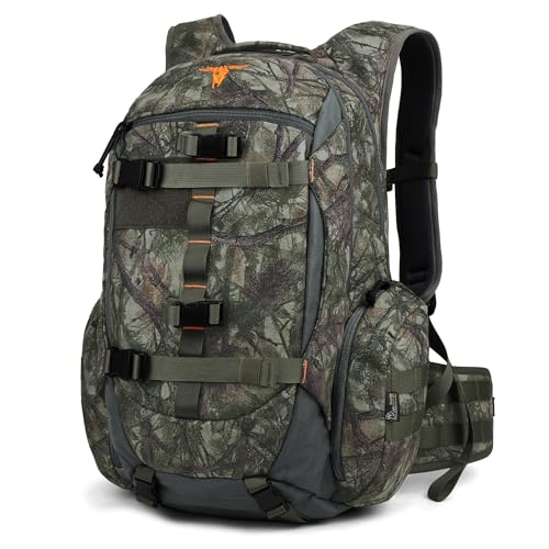 Mardingtop 40L Camo Hunting Backpack for Bow Rifle Gun，Large Capacity Tactical Hunting Day Pack with Rain Cover for Hunting Camping Hiking