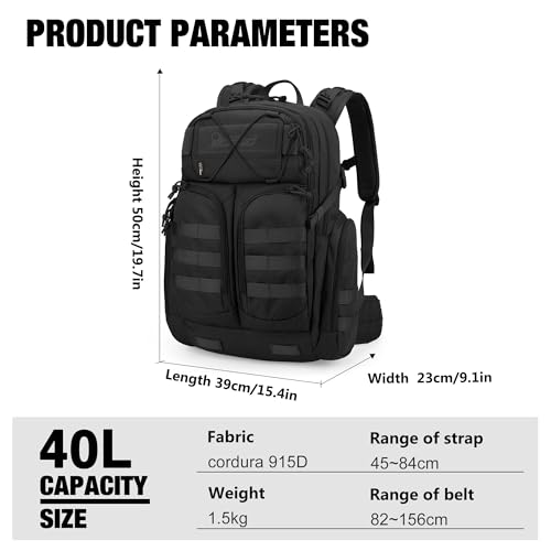 Mardingtop 40L Molle Tactical Cordura Backpack with 2.5 Liter Hydration Bladder