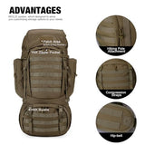 Mardingtop 60L Hiking Backpack + 2.5 Liter Hydration Bladder