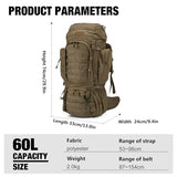 Mardingtop 60L Hiking Backpack + 2.5 Liter Hydration Bladder