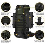 Mardingtop 65L+10L Internal Frame Backpack for Hiking,Camping,Hunting,Backpacking Backpack with Rain Cover
