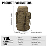 Mardingtop 70L Internal Frame Backpack + 2.5L Hydration Bladder