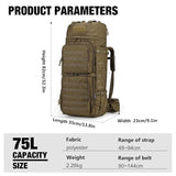 Mardingtop 75L Internal Frame Backpack + 2.5L Leak Proof Water Bladder