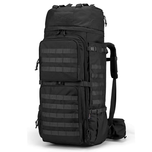 Mardingtop 75L Molle Hiking Internal Frame Backpacks with Rain Cover for Camping,Backpacking,Travelling(Black)