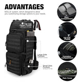 Mardingtop 75L Molle Hiking Internal Frame Backpacks with Rain Cover for Camping,Backpacking,Travelling(Black)