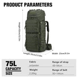 Mardingtop 75L Molle Hiking Internal Frame Backpacks with Rain Cover for Camping,Backpacking,Travelling(Ranger Green)