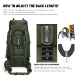 Mardingtop 75L Molle Hiking Internal Frame Backpacks with Rain Cover for Camping,Backpacking,Travelling(Ranger Green)
