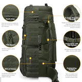 Mardingtop 75L Molle Hiking Internal Frame Backpacks with Rain Cover for Camping,Backpacking,Travelling(Ranger Green)