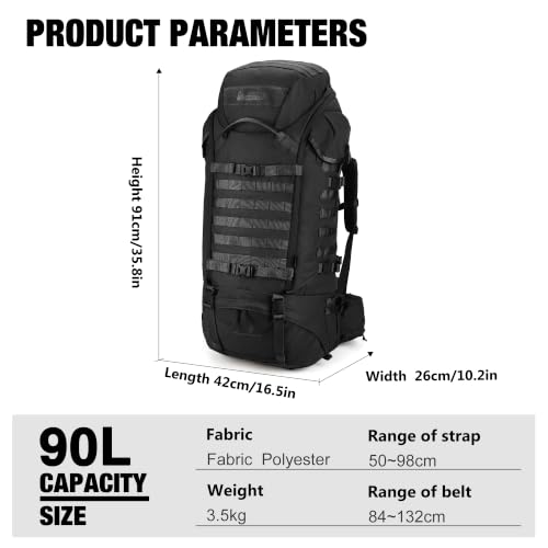 Mardingtop 90L Hiking Internal Frame Backpack with Rain Cover for Camping,Backpacking,Travelling,Hunting,Army Rucksack