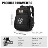 Mardingtop Military Tactical Backpack for Men 40L Molle Rucksack EDC Daypack for Hiking,Travel,Camping, Hunting(With 10Pcs Patches and 3Pcs Buckles)