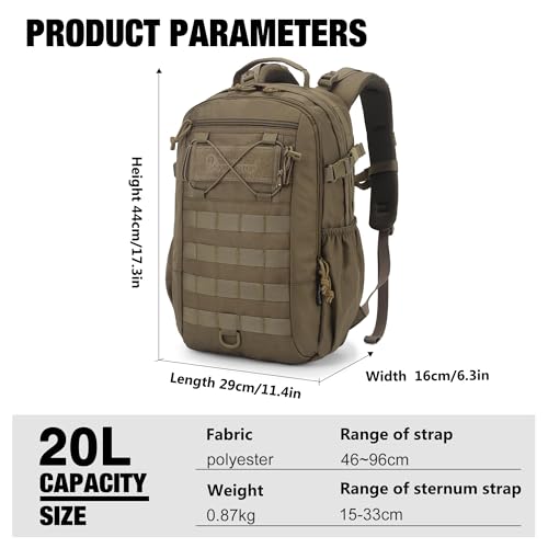 Mardingtop Small Hiking Backpack for Men 20L Military Tactical Molle Rucksack Daypack for Hiking,Travel,Camping