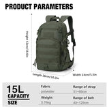 Mardingtop Small Tactical Backpack,Molle Hiking Backpack for Backpacking,Cycling and Biking,15L Backpack