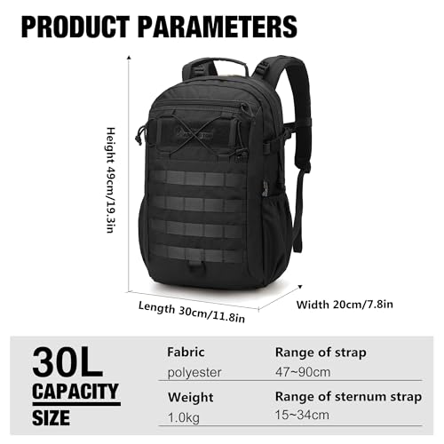 Mardingtop Tactical Military Backpack for Men,30L Molle Rucksack EDC Daypack for Hiking,Fishing,Camping,Travel