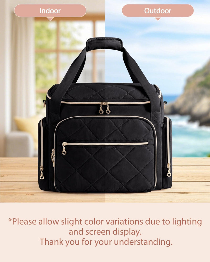 Marscamd Rolling Teacher Bag with 15.6" Laptop Compartment, Wheeled Work Briefcase Tote with Detachable Trolley for Women, Black