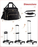Marscamd Rolling Teacher Bag with 15.6" Laptop Compartment, Wheeled Work Briefcase Tote with Detachable Trolley for Women, Black