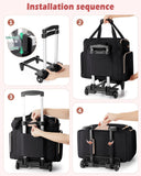 Marscamd Rolling Teacher Bag with 15.6" Laptop Compartment, Wheeled Work Briefcase Tote with Detachable Trolley for Women, Black