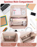 Marscamd Rolling Teacher Bag with 15.6" Laptop Compartment, Wheeled Work Briefcase Tote with Detachable Trolley for Women, Pink