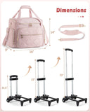 Marscamd Rolling Teacher Bag with 15.6" Laptop Compartment, Wheeled Work Briefcase Tote with Detachable Trolley for Women, Pink