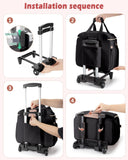 Marscamd Rolling Teacher Bag with Accordion File Organizer & 15.6" Laptop Compartment, Wheeled Work Briefcase Tote with Detachable Trolley & Crossbody Strap for Women, Black