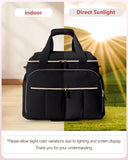 Marscamd Rolling Teacher Bag with Accordion File Organizer & 15.6" Laptop Compartment, Wheeled Work Briefcase Tote with Detachable Trolley & Crossbody Strap for Women, Black