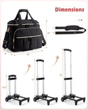 Marscamd Rolling Teacher Bag with Accordion File Organizer & 15.6" Laptop Compartment, Wheeled Work Briefcase Tote with Detachable Trolley & Crossbody Strap for Women, Black
