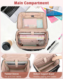 Marscamd Rolling Teacher Bag with Accordion File Organizer & 15.6" Laptop Compartment, Wheeled Work Briefcase Tote with Detachable Trolley & Crossbody Strap for Women, Black