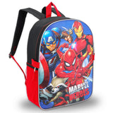 Marvel Avengers Backpack for Boys, Girls, Kids - 7 Pc Bundle 16" Superhero School Bag, Avengers Lunch Bag, Stickers, More (Avengers School Supplies)