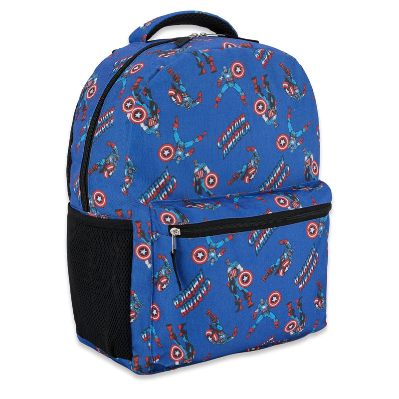 Marvel Comics Captain America School Backpack - Avengers, Spiderman, Thor, Iron Man, Hulk - Officially Licenced Bookbag for Boys & Girls (Captain America Blue)