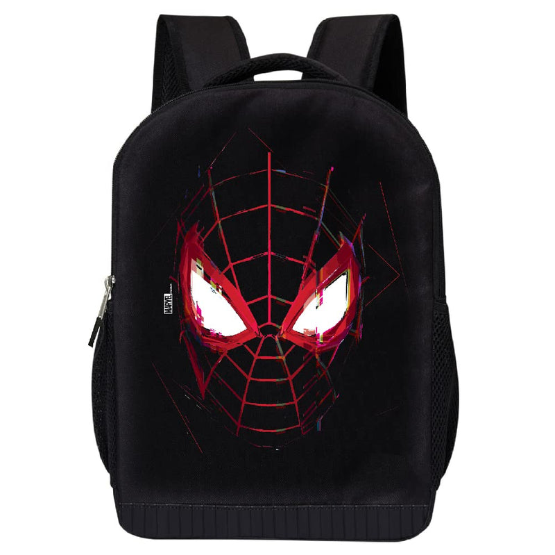 Marvel Comics Spiderman Backpack - Into The Spider - Verse Black Knapsack 16 inch Mesh Padded Bag (Miles Morales 1)