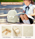 Marvolia Mini Backpack for Women and Girls - Leather Backpack with Cute Bowknot Quilted Small Backpacks for Shopping Travel School - White