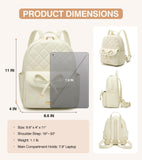 Marvolia Mini Backpack for Women and Girls - Leather Backpack with Cute Bowknot Quilted Small Backpacks for Shopping Travel School - White