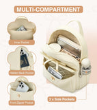 Marvolia Mini Backpack for Women and Girls - Leather Backpack with Cute Bowknot Quilted Small Backpacks for Shopping Travel School - White