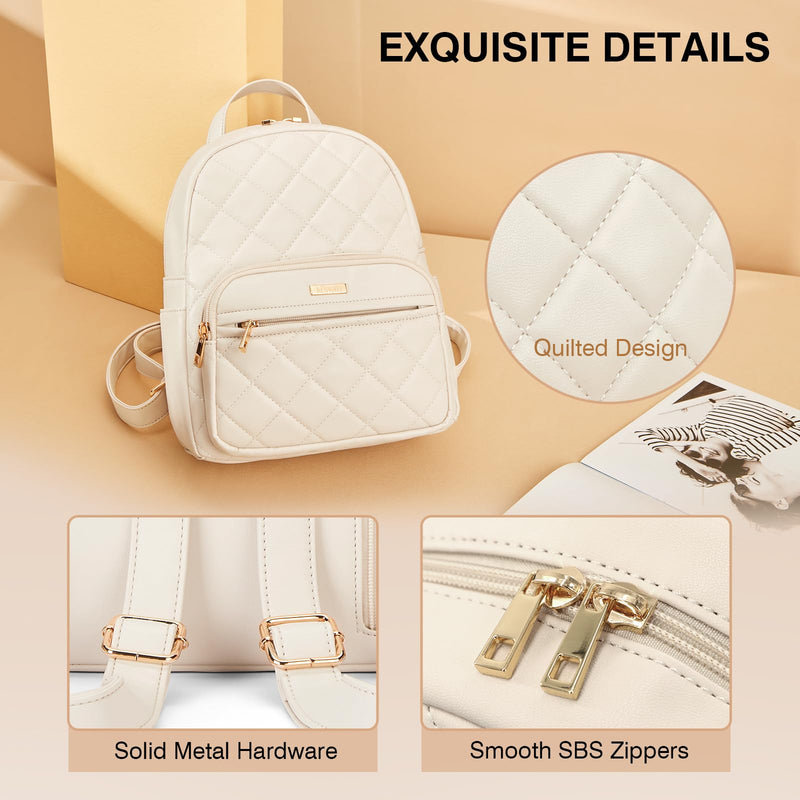 Marvolia Mini Backpack for Women - Vegan Leather Small Backpack Fashion Backpack Purse for Travel Work Shopping - White