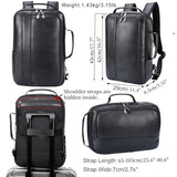 Masa Kawa Slim Leather 15.6" Laptop Backpack for Men Convertible Briefcase Backpacks Expandable Black Business Work Bag Slim Travel Daypack