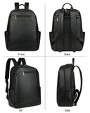 MASINTOR 15.6 inch Leather Laptop Backpack Purse for Women, Designer Travel and Work Bag with Laptop Compartment Black