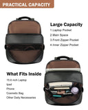 MASINTOR 15.6 inch Leather Laptop Backpack Purse for Women, Designer Travel and Work Bag with Laptop Compartment Black