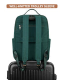 MASINTOR 15.6 inch PU Leather Laptop Backpack Purse for Women, Large College Casual Backpack Travel Bag Retro Green