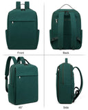 MASINTOR 15.6 inch PU Leather Laptop Backpack Purse for Women, Large College Casual Backpack Travel Bag Retro Green