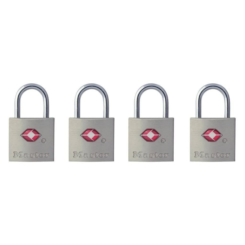 Master Lock 4683Q TSA Keyed Like Luggage Approved Nickel Alike Baggage 4 Each Pack Contains 4, 4 Piece