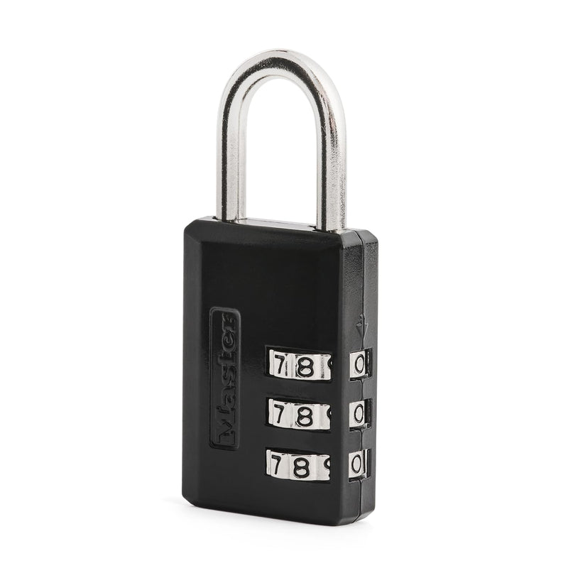 Master Lock Black Combination Padlock, Indoor Gym Locker Lock with Customizable 3 - Digit Code for Luggage, Backpacks, Cabinets, 647D