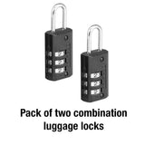 Master Lock Black Set Your Own Combination Luggage Lock, Custom Combo Suitcase Padlock for Travel Bags or Backpacks, 2 Pack, 646T