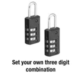 Master Lock Black Set Your Own Combination Luggage Lock, Custom Combo Suitcase Padlock for Travel Bags or Backpacks, 2 Pack, 646T
