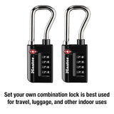 Master Lock Black Set Your Own Combination TSA Approved Luggage Lock, Travel Padlocks for Suitcases, Backpacks, Bags, 2 Pack, 4696T