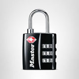 Master Lock Black TSA - Approved Luggage Lock with Wide Lock Body and Thin, Durable Steel Shackle, Zipper Lock for Backpacks, Luggage, 4680DBLK