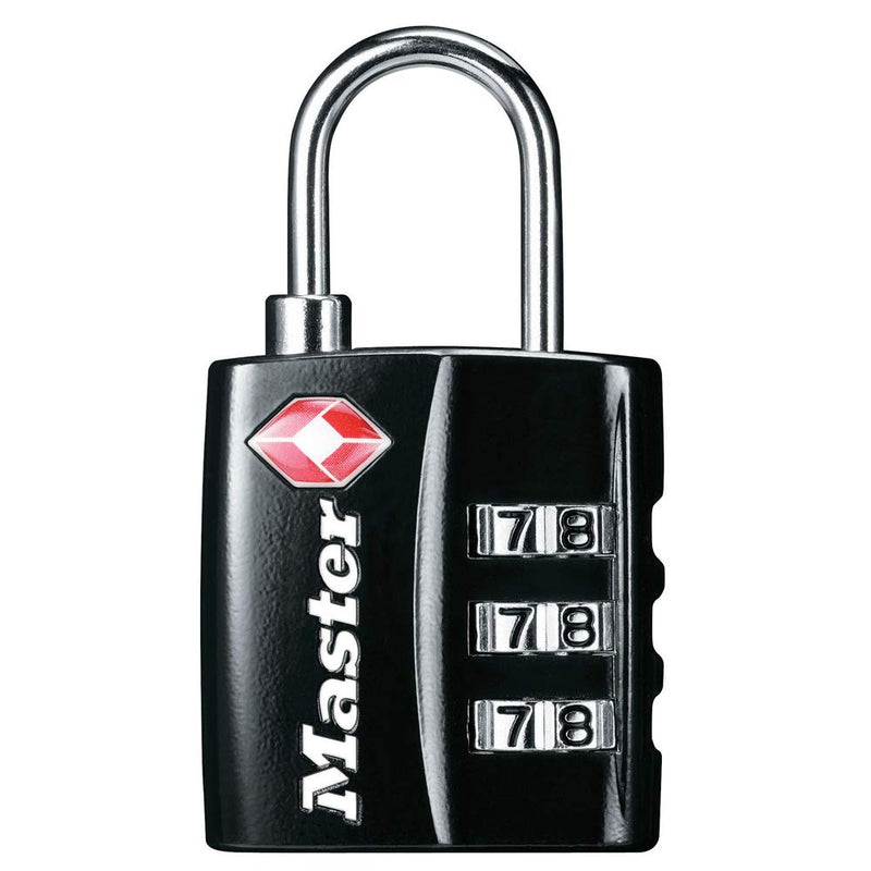 Master Lock Black TSA - Approved Luggage Lock with Wide Lock Body and Thin, Durable Steel Shackle, Zipper Lock for Backpacks, Luggage, 4680DBLK