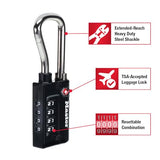 Master Lock Padlock, Set Your Own Combination TSA Accepted Luggage Lock, 1 - 5/16 in. Wide, Black, 4 pk, 4696EC4