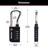 Master Lock Padlock, Set Your Own Combination TSA Accepted Luggage Lock, 1 - 5/16 in. Wide, Black, 4 pk, 4696EC4