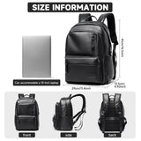 MATE ELAN Laptop Backpack For Men Women Waterproof 15 Inch Pu Leather Black Casual Backapck For Work Business Travel College